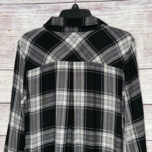 Rails Black & White Plaid Flannel Fall Autumn Button Down Shirt Dress Size XS - Picture 4 of 14